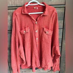 Free people waffle button up jacket size small